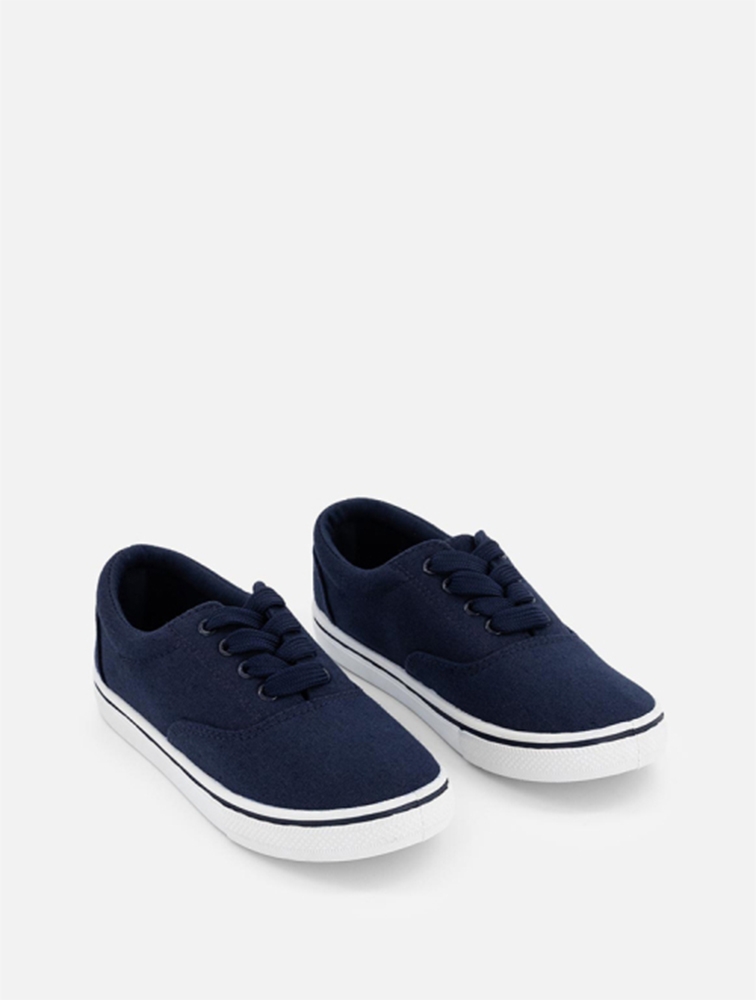 Navy canvas lace up top sneaker